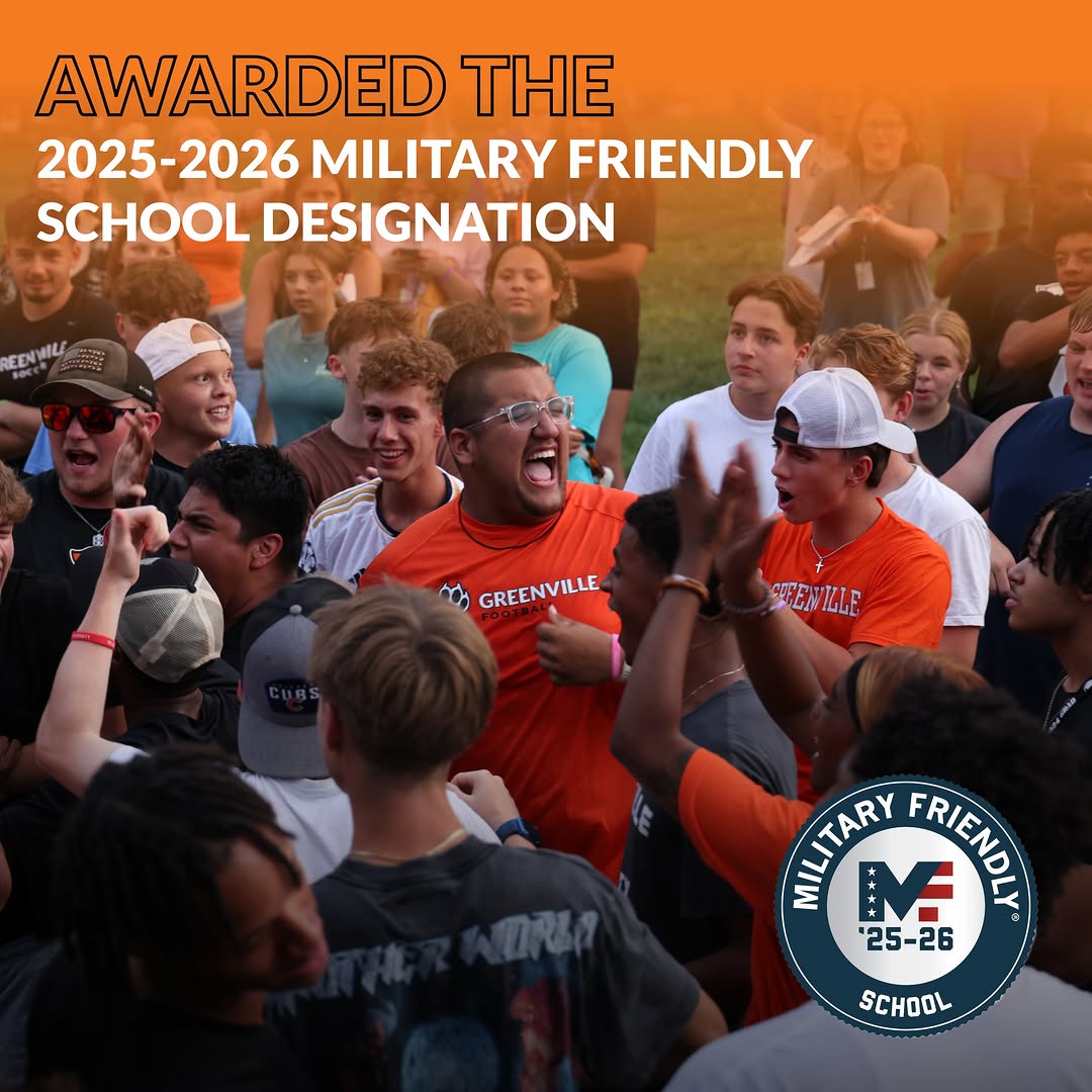 We are proud to earn the 2025-2026 Military Friendly® School designation. 🧡

We are committed to ensuring the success of all military-affiliated students in their academic journey. Alyssa Sanders, Greenville University Certifying Official (SCO) states, “Greenville University is thrilled to be recognized for our commitment to ensuring the education of veterans. If a potential student has military education benefits, we are here to assist them in using those benefits to help pay for their education.”

🔗 Read more with the link in our bio!

#greenvilleuniv #college #awards #military